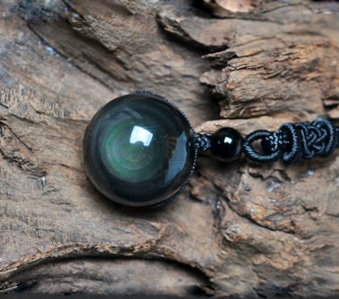 Rainbow obsidian pendant top