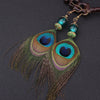 Peacock Feathers Earrings & Natural Stones - Spiritual Bliss Shop