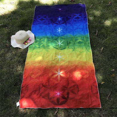 7 Chakras Rainbow Tapestry Yoga Mat (100% Cotton) - Spiritual Bliss Shop