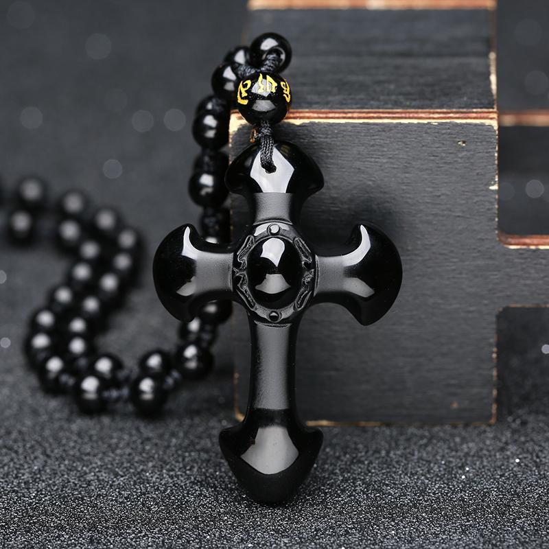 Cross Obsidian Necklace (Protection) - Spiritual Bliss Shop