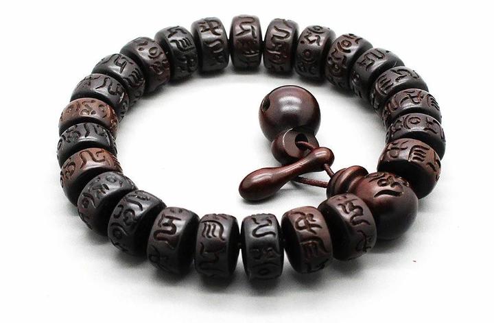 Hand Carved Six-Words Mantra Tibetan Buddhist Bracelet (Jujube Wood) - Spiritual Bliss Shop