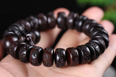 Hand Carved Six-Words Mantra Tibetan Buddhist Bracelet (Jujube Wood) - Spiritual Bliss Shop