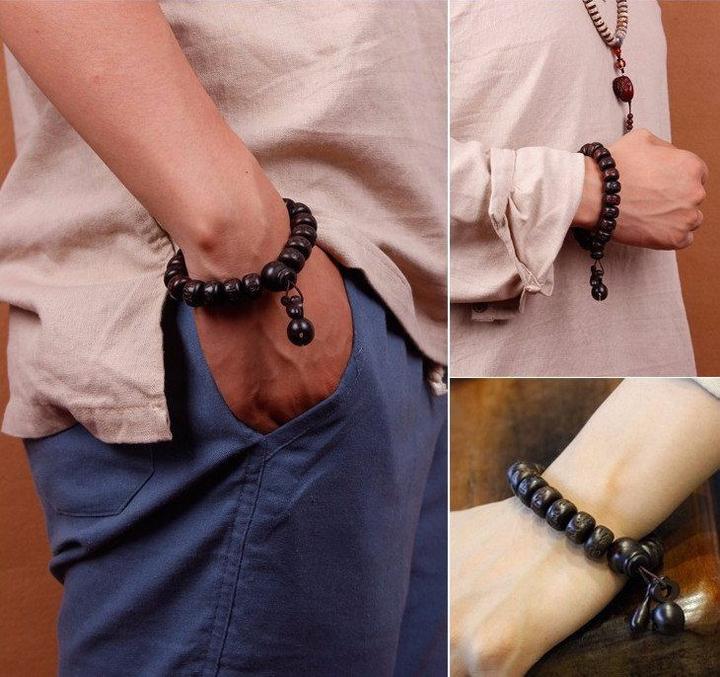 Hand Carved Six-Words Mantra Tibetan Buddhist Bracelet (Jujube Wood) - Spiritual Bliss Shop