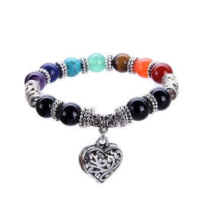 7 Chakras "Healing & Love" Bracelet with Heart Charm - Spiritual Bliss Shop