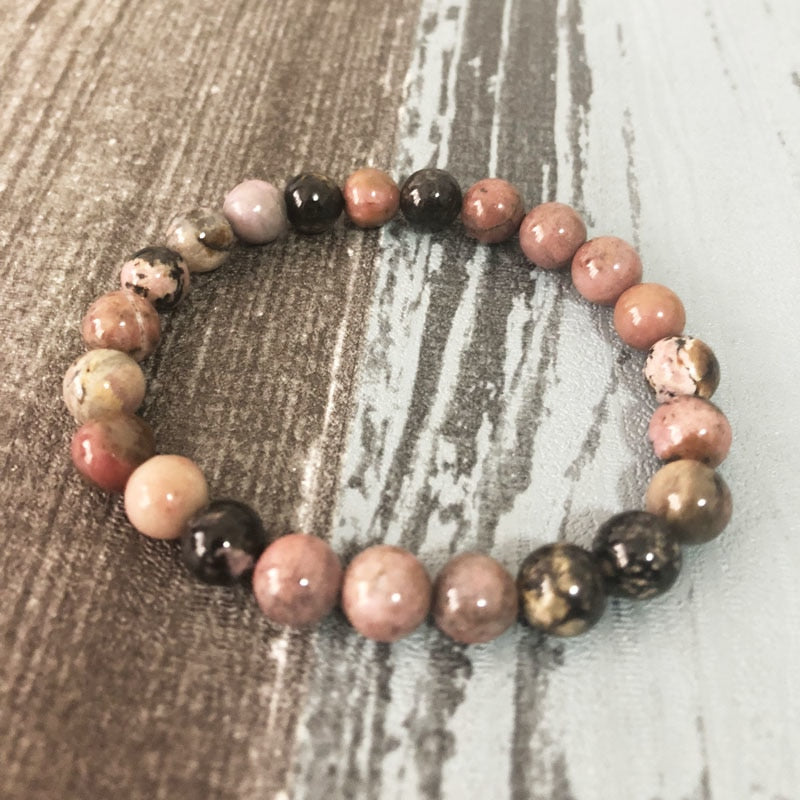 Natural Rose Quartz, Rhodonite & Black Onyx Comforting Energies Bracelets - Spiritual Bliss Shop