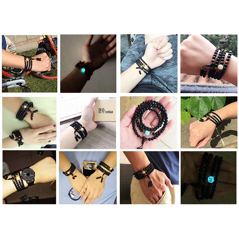 Onyx & Tiger's Eye Mala Bracelet with Luminous Dragon Bead - Spiritual Bliss Shop