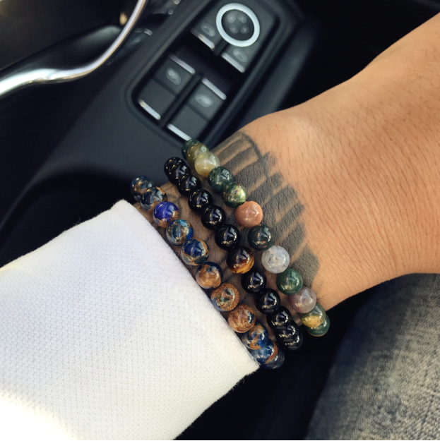 Premium Gemstones Triple Bracelets (Indian Agate, Lapis Lazuli, Black Onyx & Tiger's Eye) - Spiritual Bliss Shop