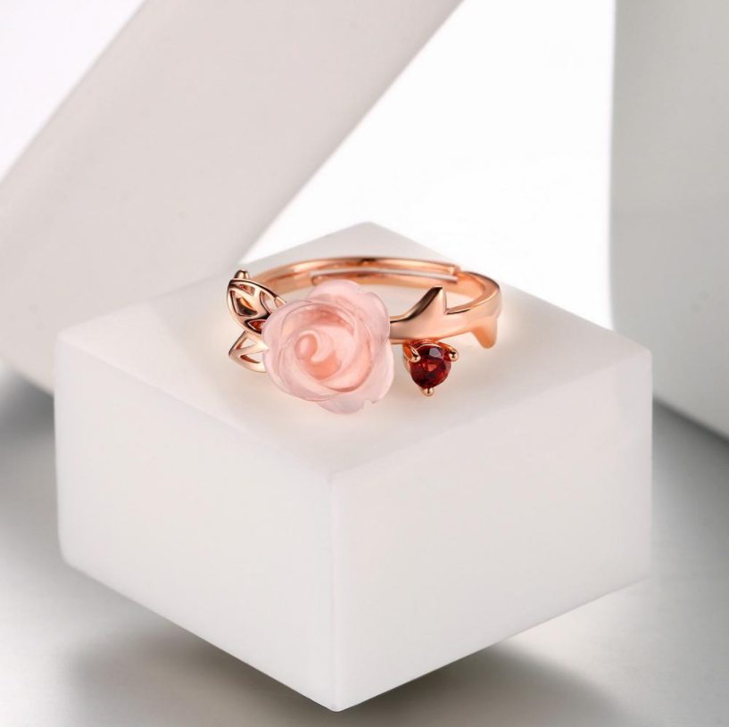 Rose Quartz Sterling Silver Ring - Spiritual Bliss Shop