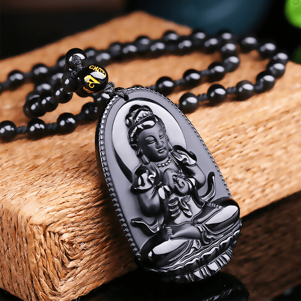 Black Obsidian Buddha Pendants