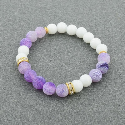 White & Purple Agate Bracelet - Spiritual Bliss Shop