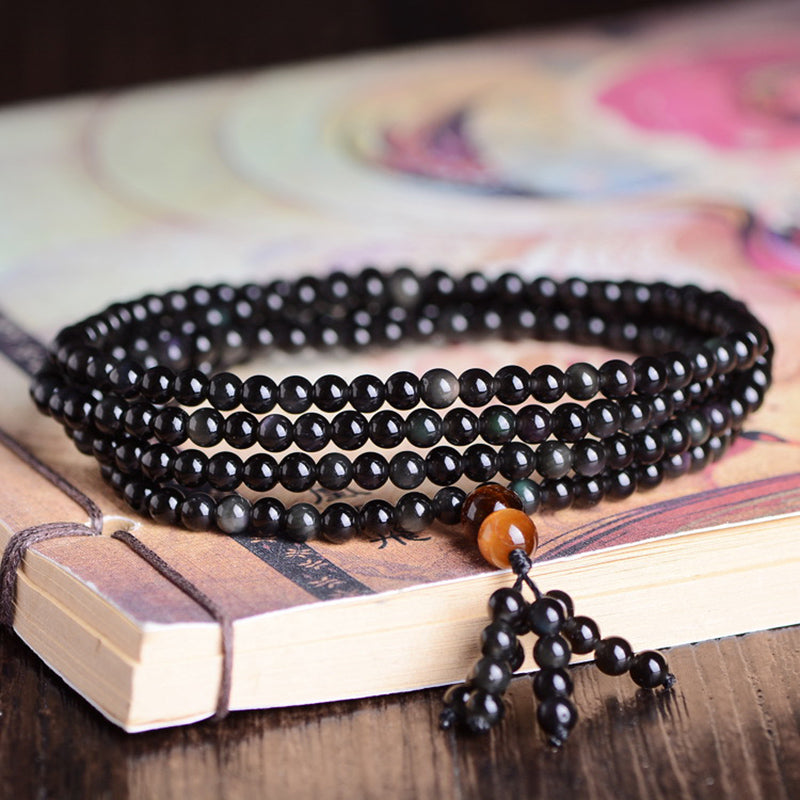 Natural Rainbow Obsidian & Tiger's Eye Multiwrap Bracelet - Spiritual Bliss Shop