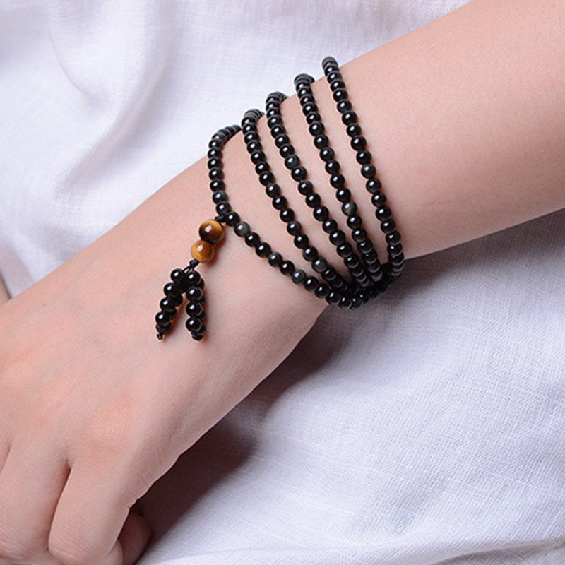 Natural Rainbow Obsidian & Tiger's Eye Multiwrap Bracelet - Spiritual Bliss Shop