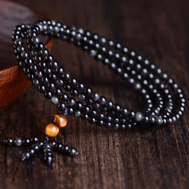 Natural Rainbow Obsidian & Tiger's Eye Multiwrap Bracelet - Spiritual Bliss Shop