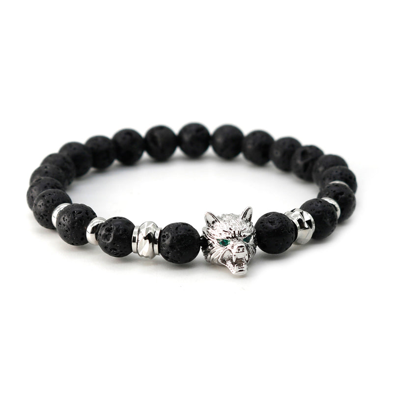 Lava Stone Wolf Bracelet - Spiritual Bliss Shop