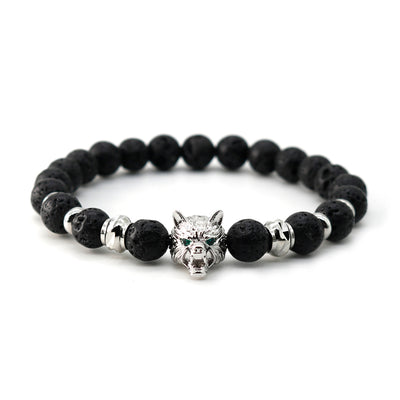 Lava Stone Wolf Bracelet - Spiritual Bliss Shop
