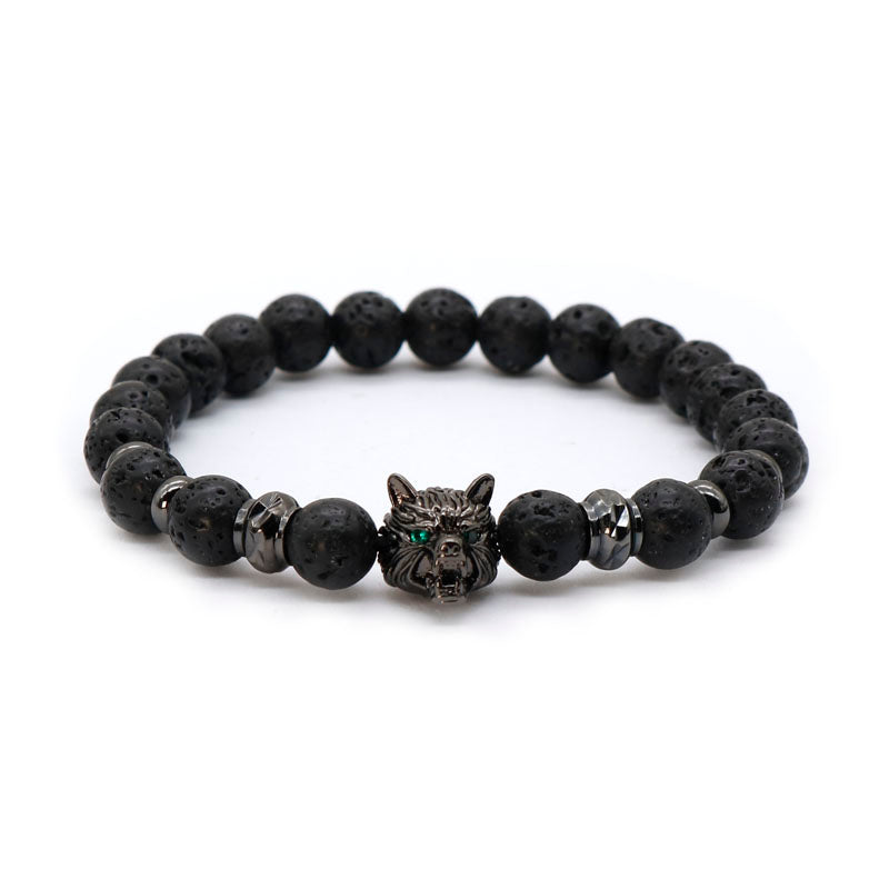 Lava Stone Wolf Bracelet - Spiritual Bliss Shop