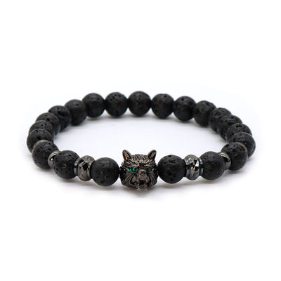 Lava Stone Wolf Bracelet - Spiritual Bliss Shop