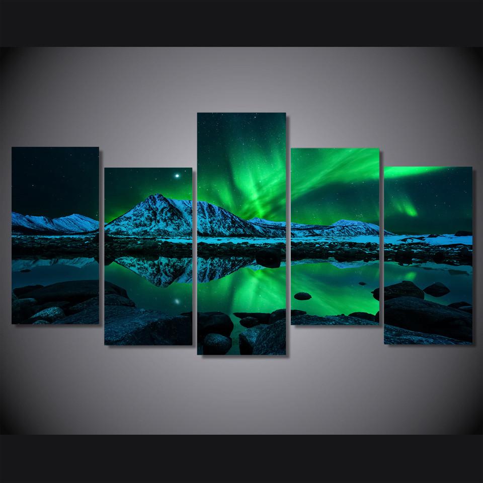 Aurora borealis 5 Pieces Canvas - Spiritual Bliss Shop