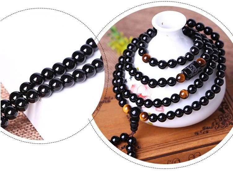 Natural Obsidian & Tiger Eye's Mala Bracelet - Spiritual Bliss Shop