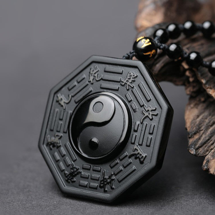 Yin & Yang Black Obsidian Necklace - Spiritual Bliss Shop