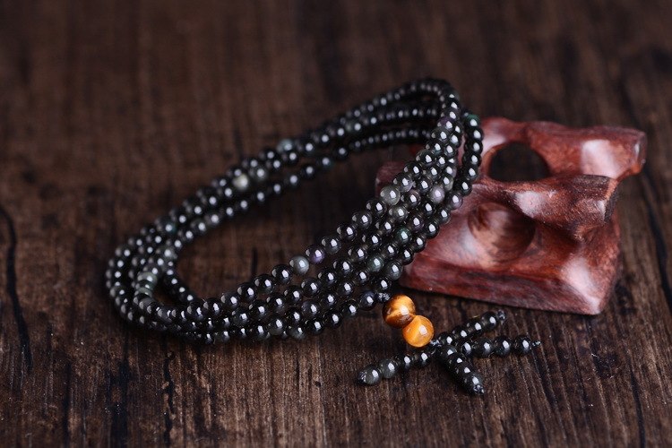 Natural Rainbow Obsidian & Tiger's Eye Multiwrap Bracelet - Spiritual Bliss Shop