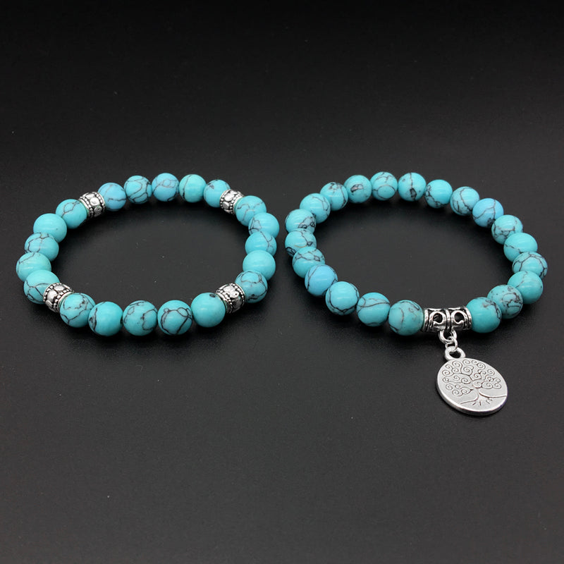 Turquoise Bracelets with Tree of Life Charm - Spiritual Bliss Shop