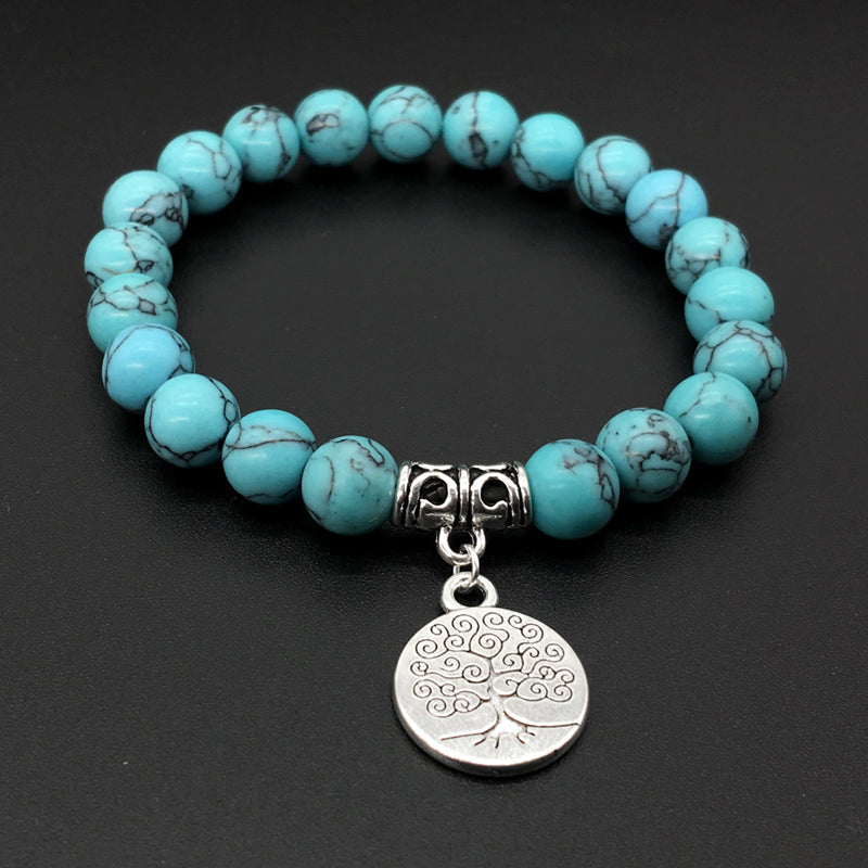 Turquoise Bracelets with Tree of Life Charm - Spiritual Bliss Shop