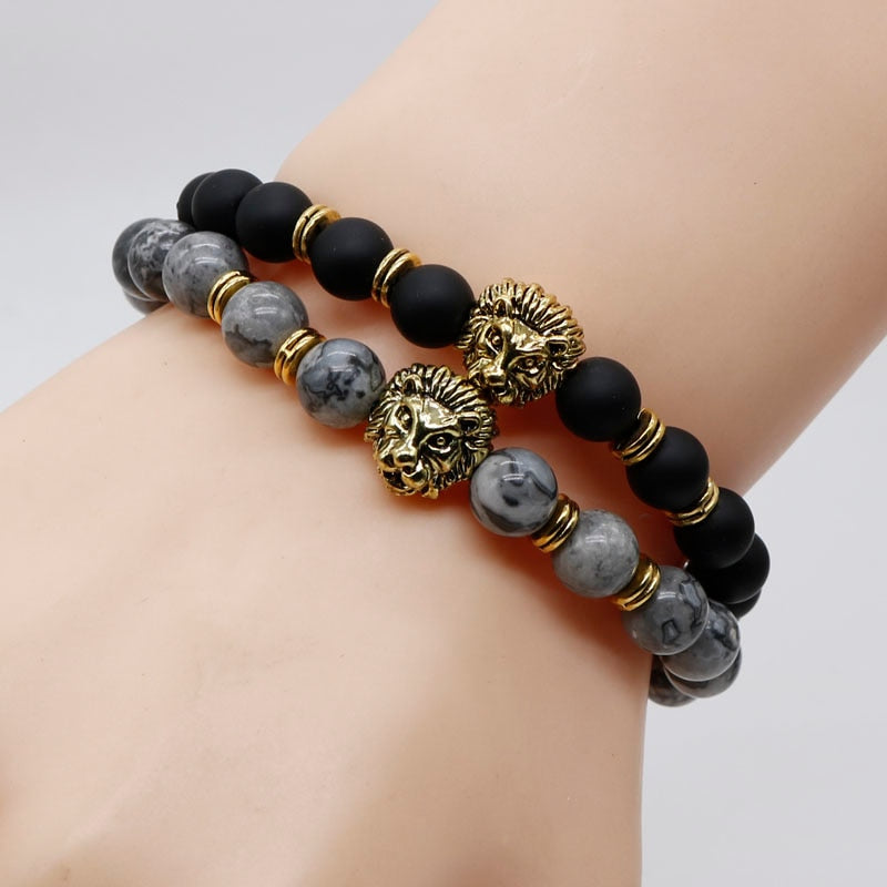 Gemstones Lion Bracelet (10 Options Available) - Spiritual Bliss Shop