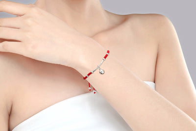 Sterling Silver Bell Lucky Red Rope Bracelet - Spiritual Bliss Shop