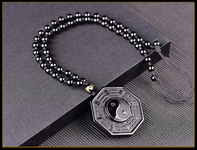 Yin & Yang Black Obsidian Necklace - Spiritual Bliss Shop