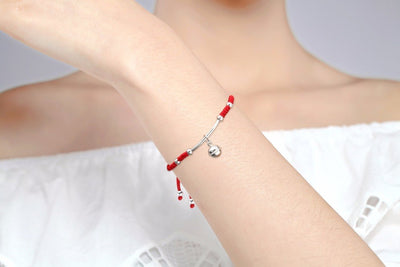 Sterling Silver Bell Lucky Red Rope Bracelet - Spiritual Bliss Shop