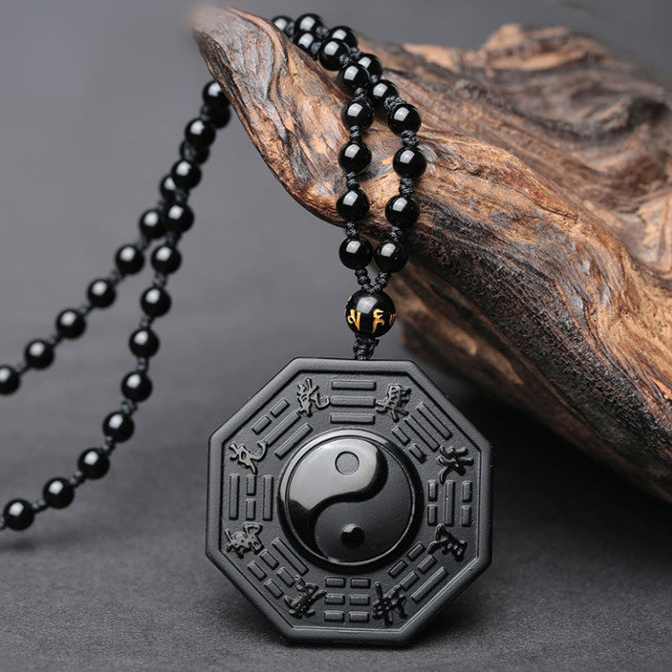 Yin & Yang Black Obsidian Necklace - Spiritual Bliss Shop