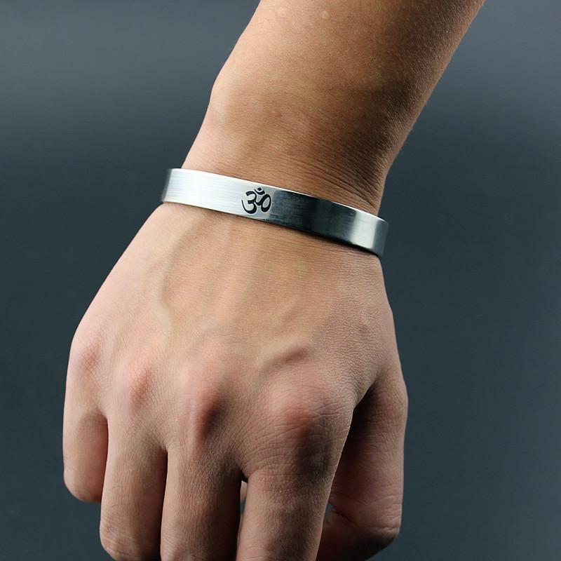 OM Stainless Steel Cuff - Spiritual Bliss Shop