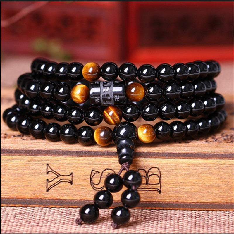 Natural Obsidian & Tiger Eye's Mala Bracelet - Spiritual Bliss Shop