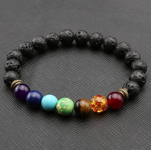 Natural Lava Stone 7 Chakras Bracelet - Spiritual Bliss Shop