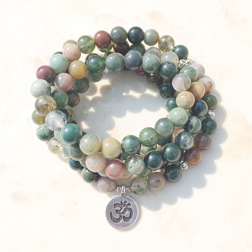 Natural Indian Agate Mala Bracelet - Spiritual Bliss Shop