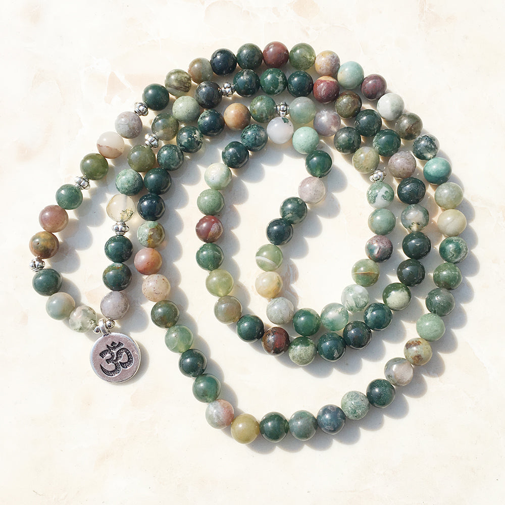 Natural Indian Agate Mala Bracelet - Spiritual Bliss Shop
