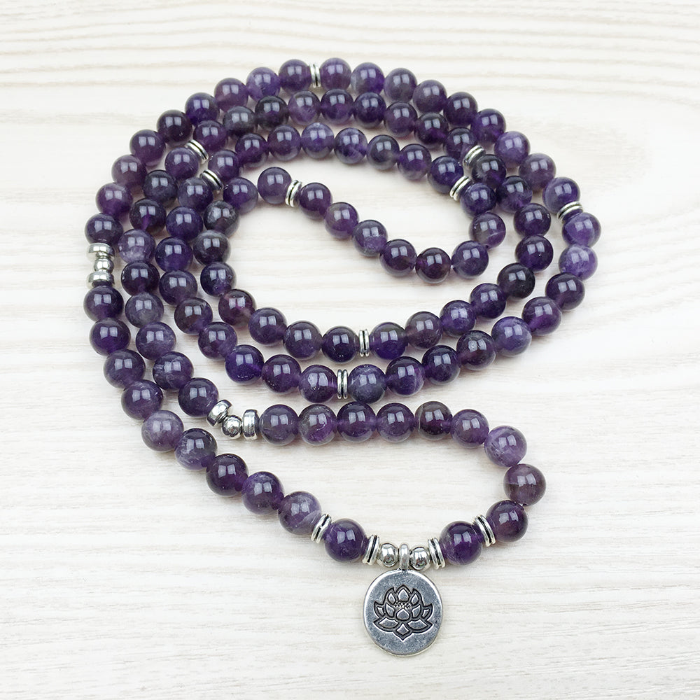 Natural Amethyst Mala Bracelet - Spiritual Bliss Shop