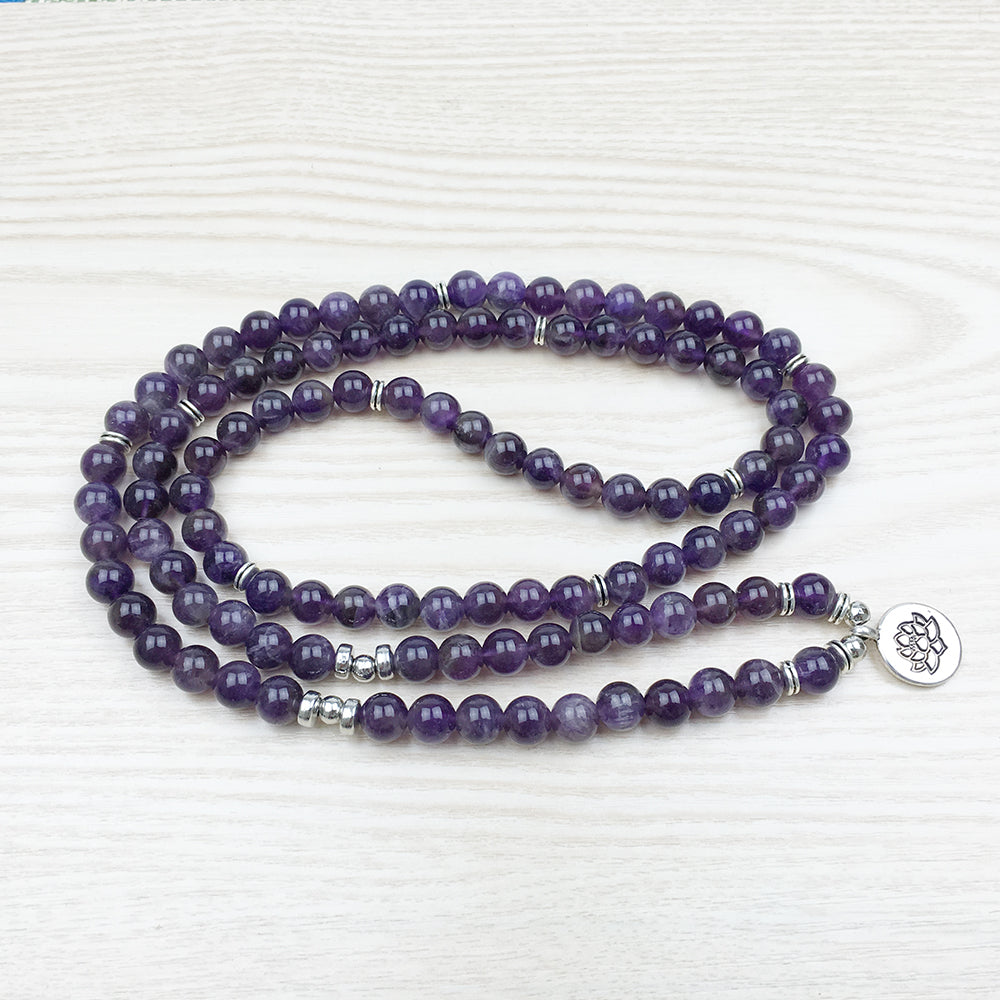 Natural Amethyst Mala Bracelet - Spiritual Bliss Shop