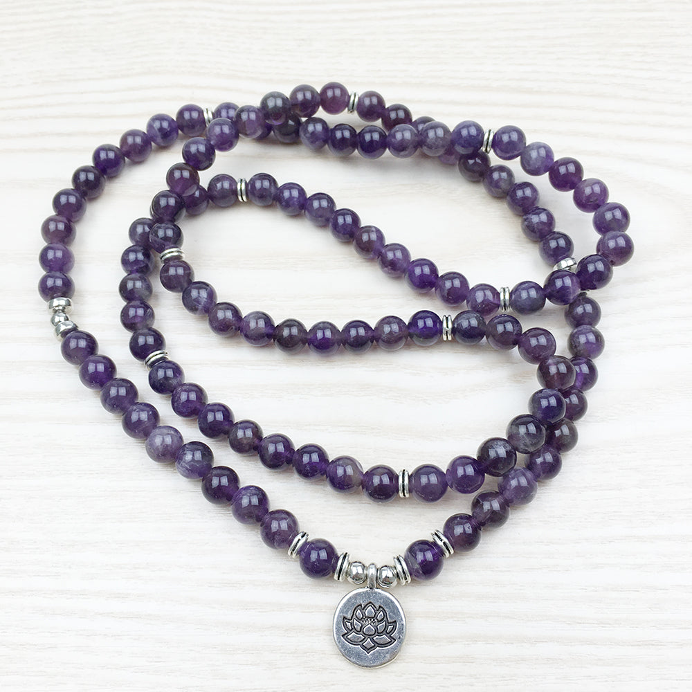 Natural Amethyst Mala Bracelet - Spiritual Bliss Shop