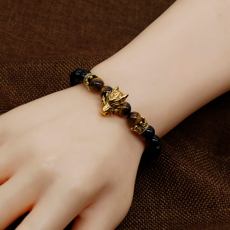 Premium Dragon's Head Gemstones Bracelet - Spiritual Bliss Shop