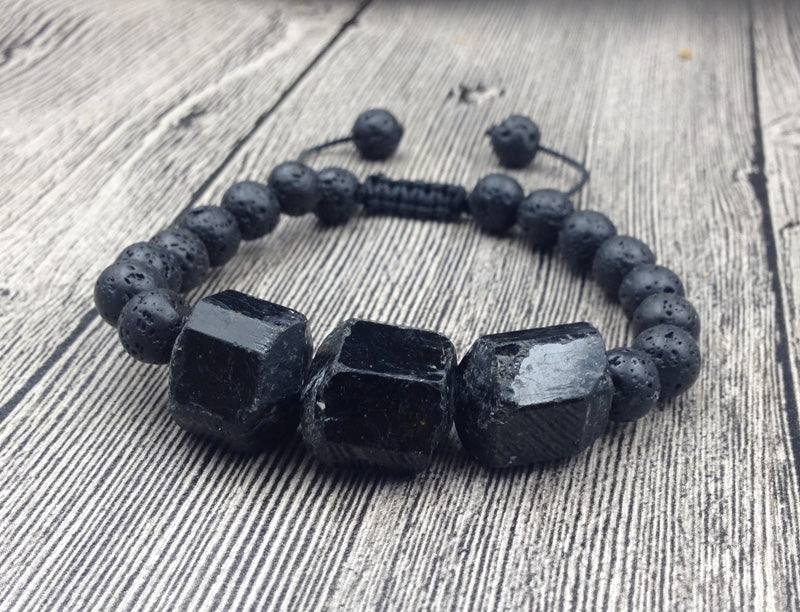 Black Tourmaline and Lava Stone Protection Bracelet - Spiritual Bliss Shop
