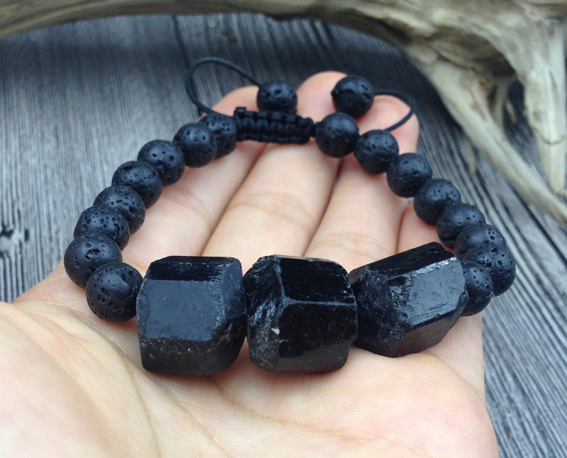 Black Tourmaline and Lava Stone Protection Bracelet - Spiritual Bliss Shop