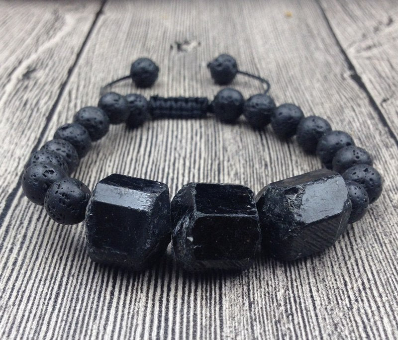 Black Tourmaline and Lava Stone Protection Bracelet - Spiritual Bliss Shop