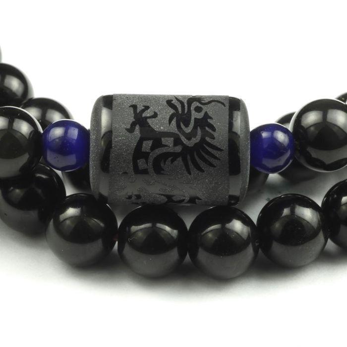 Phoenix & Dragon Rainbow Obsidian Bracelets (Multiwrap) - Spiritual Bliss Shop