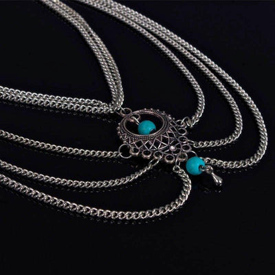 Silver ankle chain + 2 Turquoise Charms - Spiritual Bliss Shop