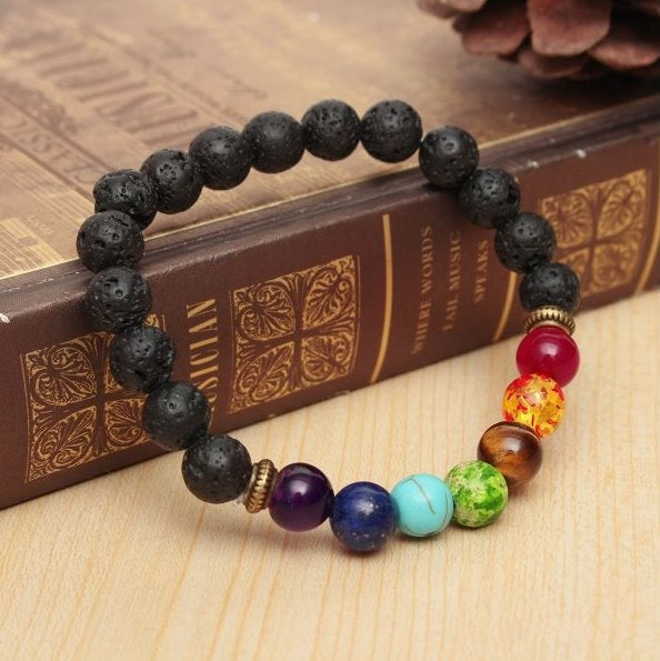 Natural Lava Stone 7 Chakras Bracelet - Spiritual Bliss Shop
