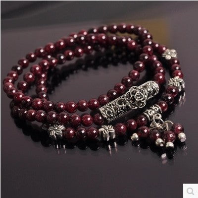 Buddhist Natural Red Garnet Bracelet (Mala) - Spiritual Bliss Shop