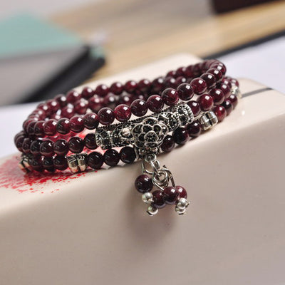 Buddhist Natural Red Garnet Bracelet (Mala) - Spiritual Bliss Shop