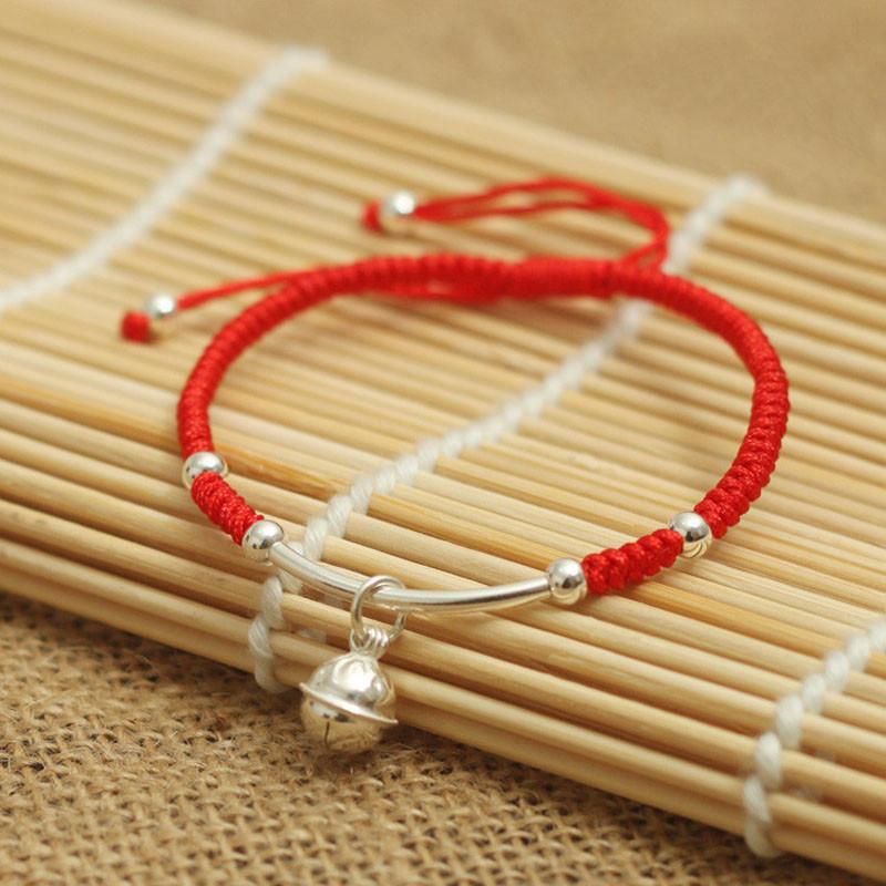 Sterling Silver Bell Lucky Red Rope Bracelet - Spiritual Bliss Shop